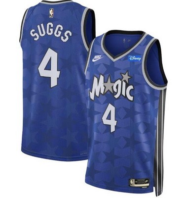 Men's Orlando Magic #4 Jalen Suggs Blue 2023 Classic Icon Heat Press Jersey
