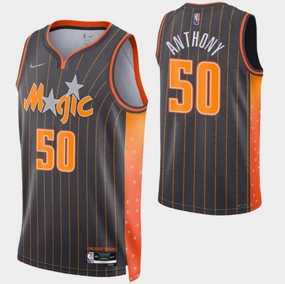 Men's Orlando Magic #50 Cole Anthony Anthracite City Diamond 75th Icon Hot Press Jersey