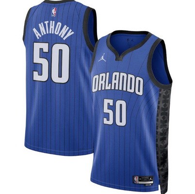 Men's Orlando Magic #50 Cole Anthony Blue 2022 Statement Icon Heat Press Jersey