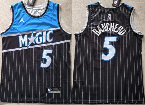 Men's Orlando Magic #5 Paolo Banchero Black Statement Swingman Jersey