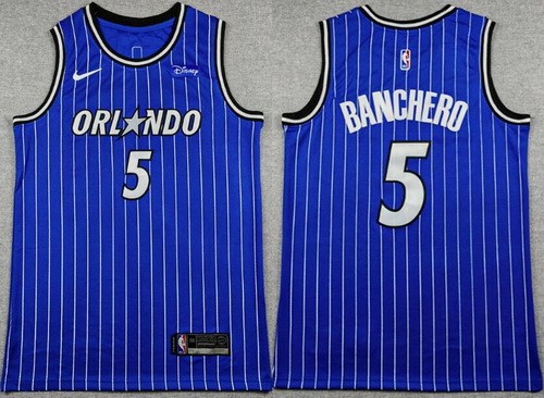 Men's Orlando Magic #5 Paolo Banchero Blue Sponsor Swingman Jersey