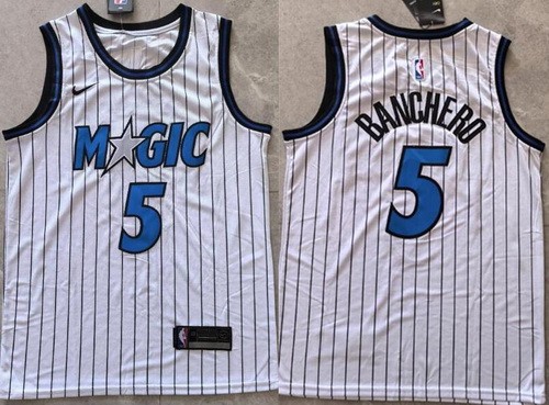 Men's Orlando Magic #5 Paolo Banchero White Swingman Jersey