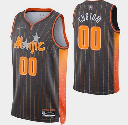 Men's Orlando Magic Custom Anthracite City Diamond 75th Icon Hot Press Jersey