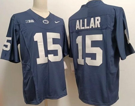 Men's Penn State Nittany Lions #15 Drew Allar Navy Player Name FUSE College Football Jersey