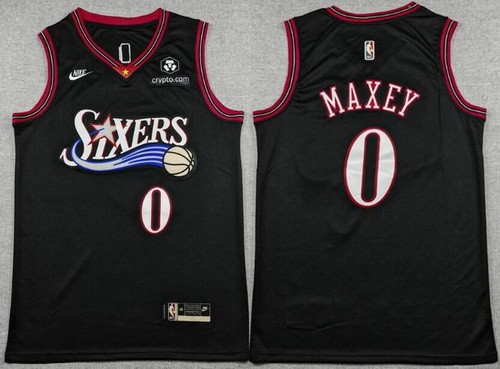 Men's Philadelphia 76ers #0 Tyrese Maxey Black Classic Sponsor Swingman Jersey