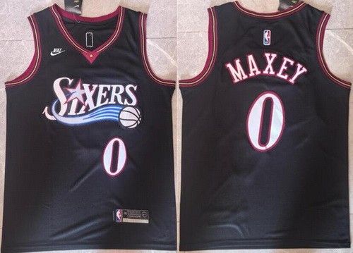 Men's Philadelphia 76ers #0 Tyrese Maxey Black Classic Swingman Jersey