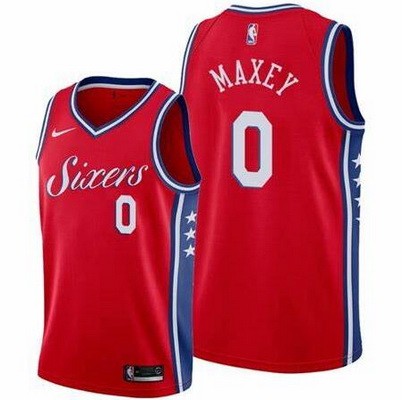 Men's Philadelphia 76ers #0 Tyrese Maxey Red Icon Hot Press Jersey