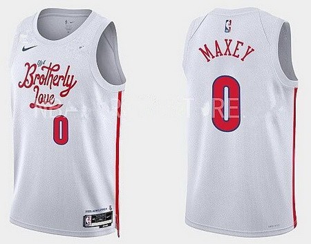 Men's Philadelphia 76ers #0 Tyrese Maxey White 2022 City Icon Heat Press Jersey
