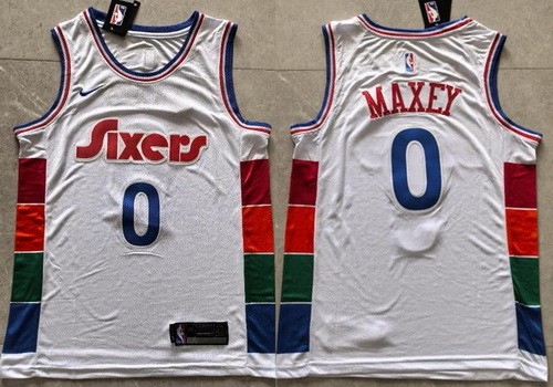 Men's Philadelphia 76ers #0 Tyrese Maxey White 2024 City Swingman Jersey