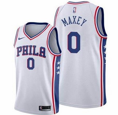 Men's Philadelphia 76ers #0 Tyrese Maxey White Icon Hot Press Jersey