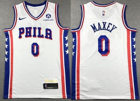 Men's Philadelphia 76ers #0 Tyrese Maxey White Icon Sponsor Swingman Jersey