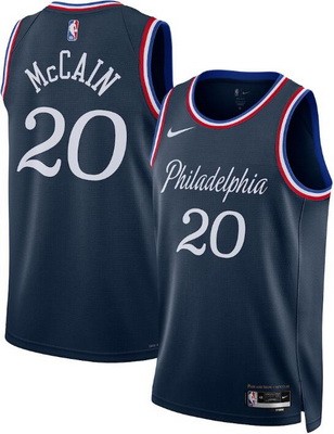 Men's Philadelphia 76ers #20 Jared McCain Navy 2025 City Heat Press Jersey