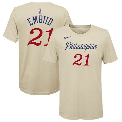 Men's Philadelphia 76ers #21 Joel Embiid Cream City Printed T-Shirt 0892