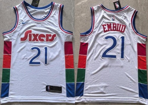 Men's Philadelphia 76ers #21 Joel Embiid White 2024 City Swingman Jersey