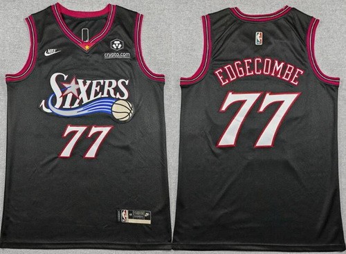 Men's Philadelphia 76ers #77 VJ Edgecombe Black Classic Sponsor Swingman Jersey
