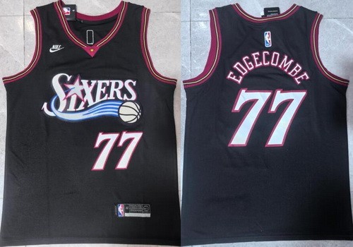 Men's Philadelphia 76ers #77 VJ Edgecombe Black Classic Swingman Jersey