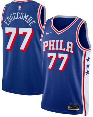Men's Philadelphia 76ers #77 VJ Edgecombe Blue Heat Press Jersey