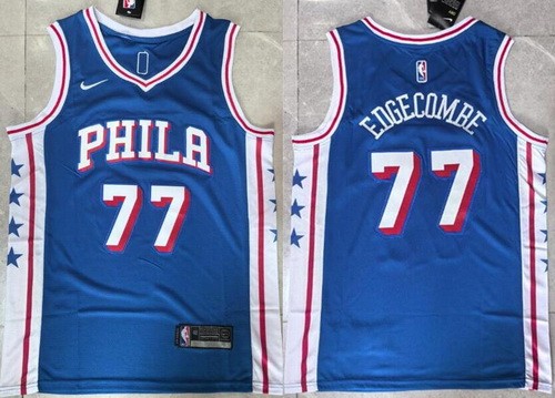 Men's Philadelphia 76ers #77 VJ Edgecombe Blue Swingman Jersey