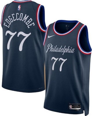 Men's Philadelphia 76ers #77 VJ Edgecombe Navy 2025 City Heat Press Jersey