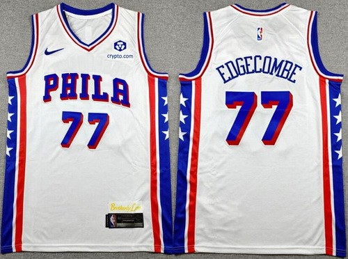 Men's Philadelphia 76ers #77 VJ Edgecombe White Sponsor Swingman Jersey