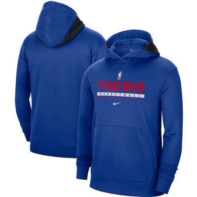 Men's Philadelphia 76ers Blue Spotlight On Court Practice Performance Pullover Hoodie