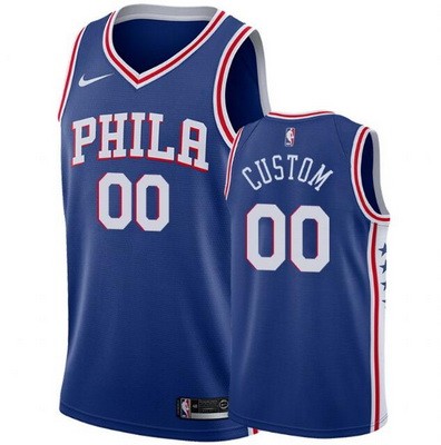 Men's Philadelphia 76ers Custom Blue Icon Hot Press Jersey