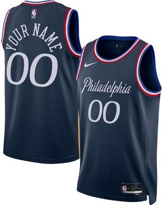 Men's Philadelphia 76ers Custom Navy 2025 City Heat Press Jersey