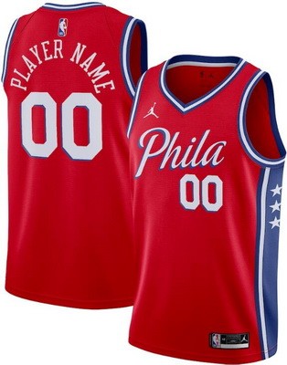 Men's Philadelphia 76ers Custom Red Statement Heat Press Jersey