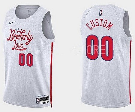 Men's Philadelphia 76ers Custom White 2022 City Icon Heat Press Jersey