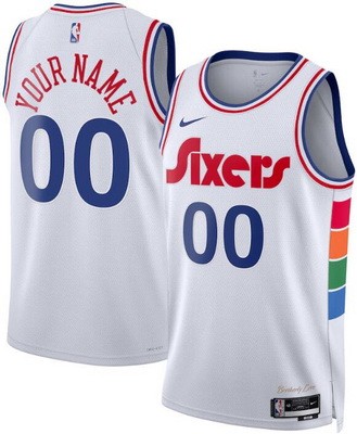 Men's Philadelphia 76ers Custom White 2024 City Heat Press Jersey