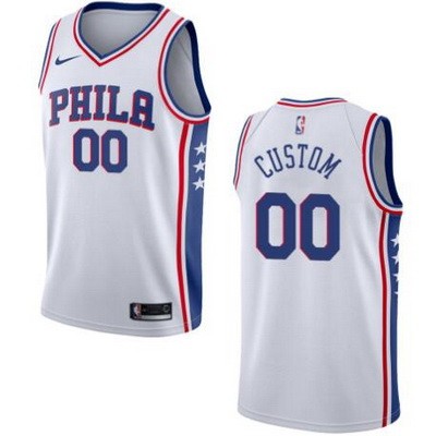 Men's Philadelphia 76ers Custom White Icon Hot Press Jersey