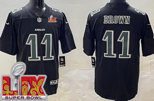 Men's Philadelphia Eagles #11 AJ Brown Limited Black Fashion Super Bowl LIX Vapor Jersey