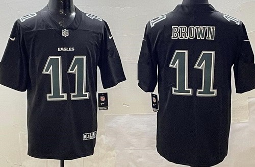 Men's Philadelphia Eagles #11 AJ Brown Limited Black Fashion Vapor Jersey