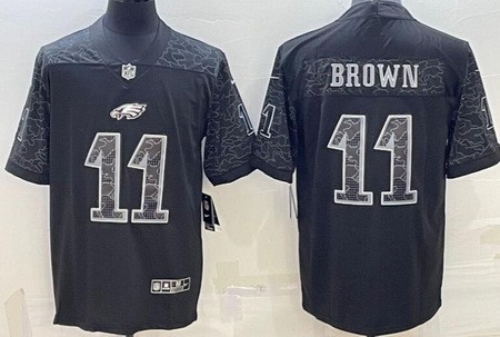Men's Philadelphia Eagles #11 AJ Brown Limited Black RFLCTV Jersey