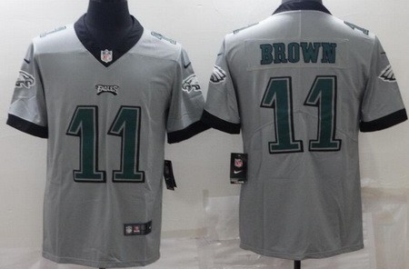Men's Philadelphia Eagles #11 AJ Brown Limited Gray Inverted Vapor Jersey