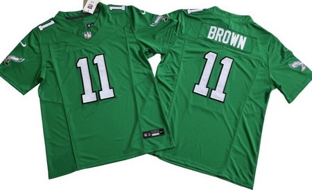 Men's Philadelphia Eagles #11 AJ Brown Limited Kelly Green FUSE Vapor Jersey