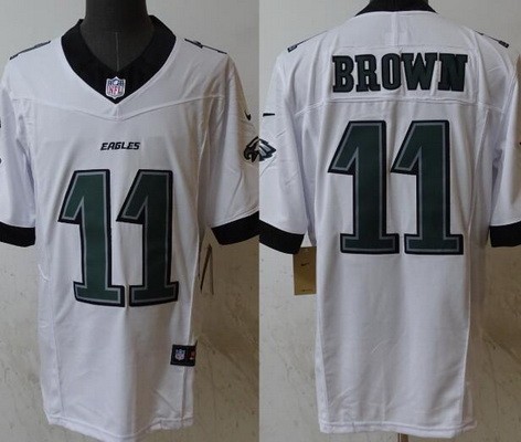 Men's Philadelphia Eagles #11 AJ Brown Limited White FUSE Vapor Jersey