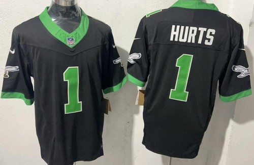 Men's Philadelphia Eagles #1 Jalen Hurts Limited Black Alternate FUSE Vapor Jersey