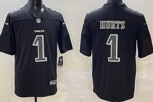 Men's Philadelphia Eagles #1 Jalen Hurts Limited Black Fashion Vapor Jersey