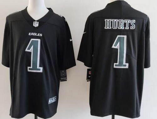Men's Philadelphia Eagles #1 Jalen Hurts Limited Black Fashion Vapor Jersey