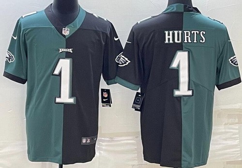 Men's Philadelphia Eagles #1 Jalen Hurts Limited Green Black Split Vapor Jersey