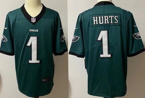 Men's Philadelphia Eagles #1 Jalen Hurts Limited Green Vapor Jersey
