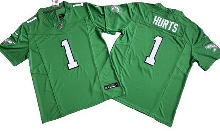 Men's Philadelphia Eagles #1 Jalen Hurts Limited Kelly Green FUSE Vapor Jersey