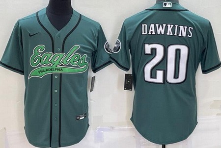 Men's Philadelphia Eagles #20 Brian Dawkins Green Baseball Jersey