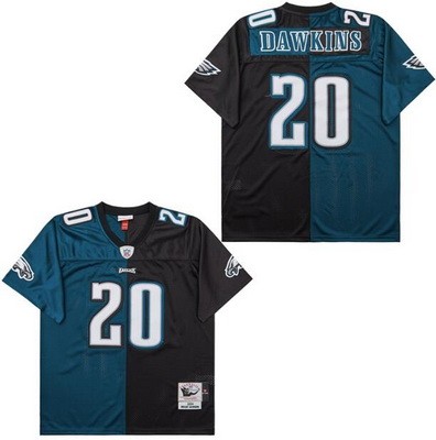 Men's Philadelphia Eagles #20 Brian Dawkins Green Black Split 2004 Throwback Jersey