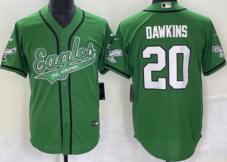 Men's Philadelphia Eagles #20 Brian Dawkins Limited Kelly Green Baseball Jersey