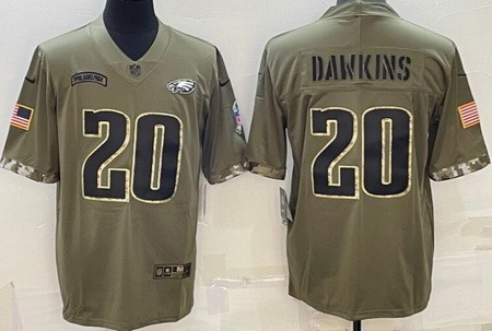 Men's Philadelphia Eagles #20 Brian Dawkins Limited Olive 2022 Salute To Service Jersey