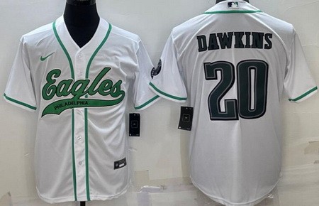 Men's Philadelphia Eagles #20 Brian Dawkins White Baseball Jersey