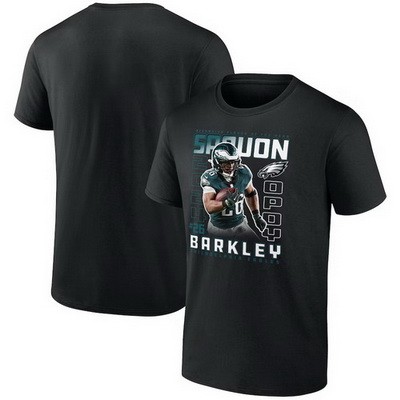 Men's Philadelphia Eagles #26 Saquon Barkley Black Flash Features Super Bowl LIX Champions T Shirt