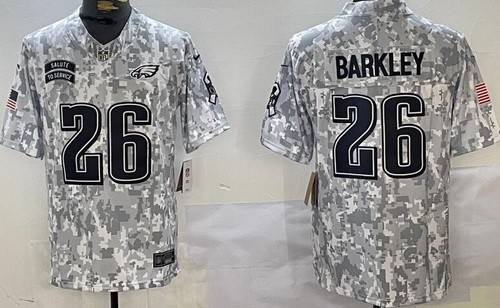 Men's Philadelphia Eagles #26 Saquon Barkley Limited Arctic Camo 2024 Salute to Service Jersey